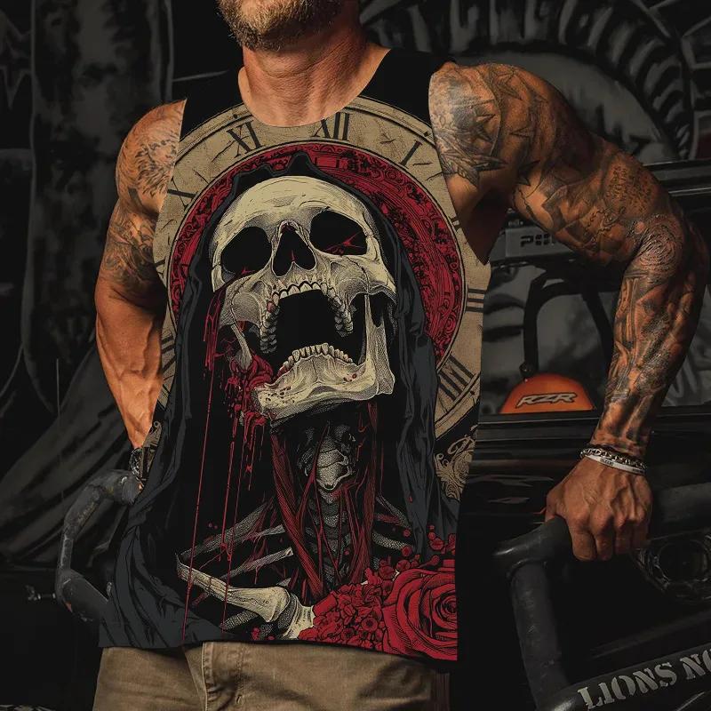 T-shirt grafiche con teschio horror stile gotico T-shirt uomo stampa 3D unisex streetwear estate uomo/donna gilet sportivo senza maniche con o-collo