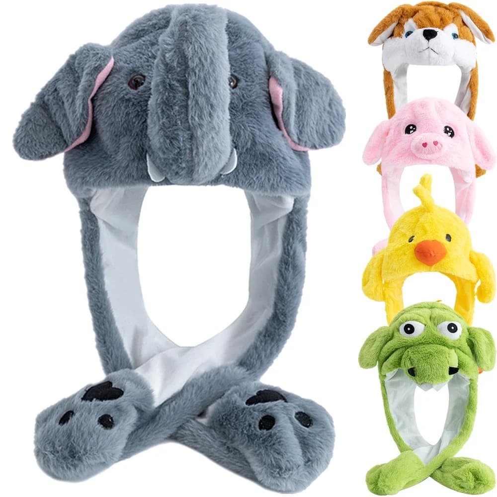 Hot Sale Funny Ear Hat Animal Elephant Couple Cute Ear Moving Up Cap Men Women Rabbits Ears Plush Winter Lovely Hat