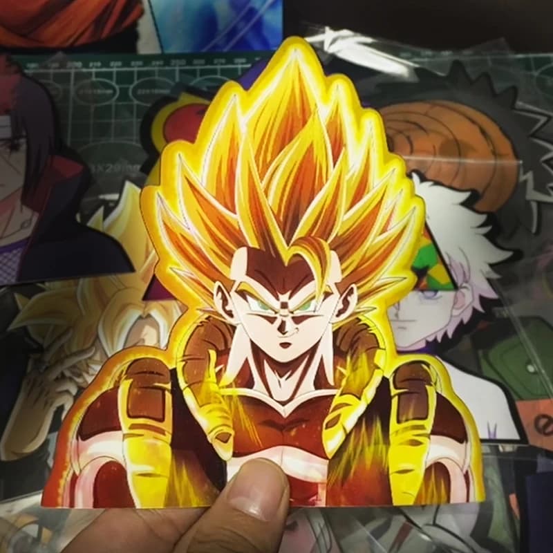 Anime Dragon Ball Adesivo 3D Gradiente Gogeta Personaggio Adesivo di movimento Adesivo per auto creativo Notebook Bagagli Decalcomania impermeabile Giocattolo