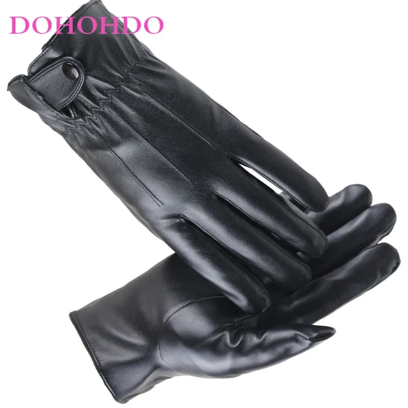 Guanti da moto da ciclismo impermeabili caldi e antivento imbottiti in velluto invernale Touch Screen Guanti da uomo in pelle nera Guantes Moto