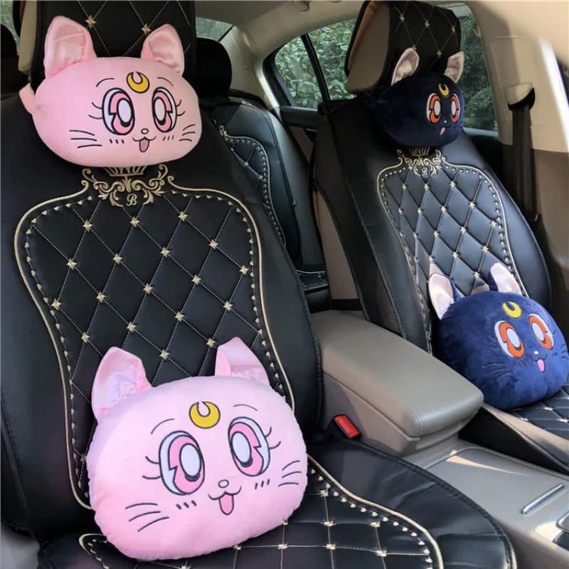 Simpatico poggiatesta per auto in peluche pollo Anime Cat Automobile supporto lombare cuscino cintura di sicurezza per auto copertura per spalle per l'inverno