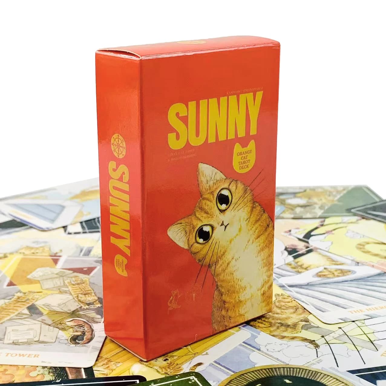 Mazzo di tarocchi Sunny Orange Cat Una migliore confezione regalo da 78 pezzi per gli amanti dei gatti, ideale per principianti, meditazione e giochi di società