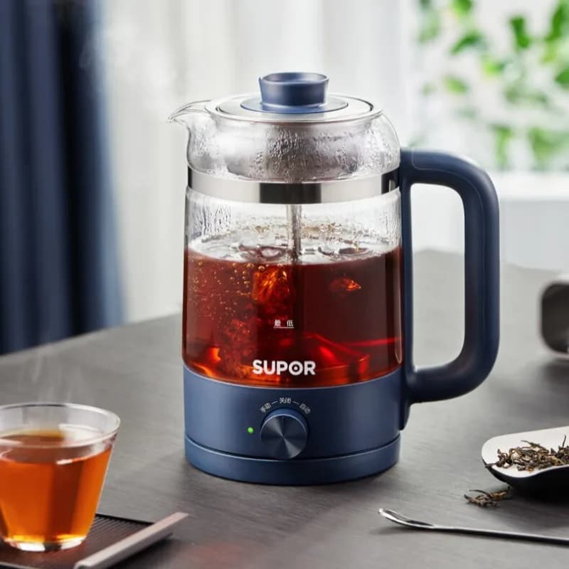 SUPOR electric kettle, 304 stainless steel glass teapot, suitable for office and home use, for brewing tea.