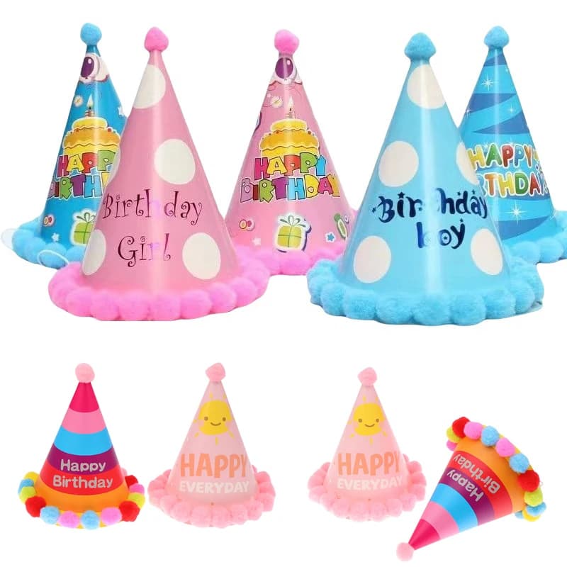10 pz/borsa cappelli per feste di buon compleanno arcobaleno berretto fatto a mano fai da te corona decorazione per baby shower ragazzo ragazza festa di compleanno puntelli per foto