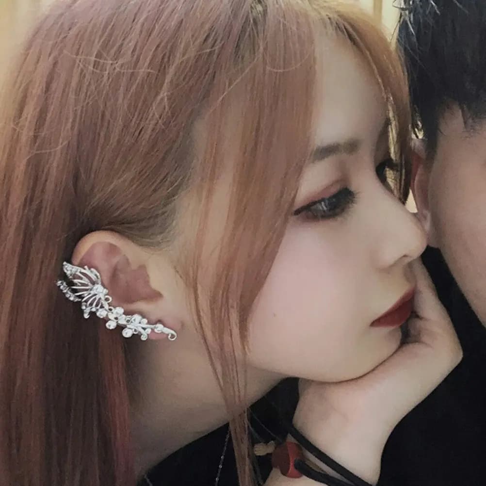1Set Elf Ear Studs Silver Alloy Earrings Fashionable Woman Earrings Creative Style Exquisite Gift for Girls