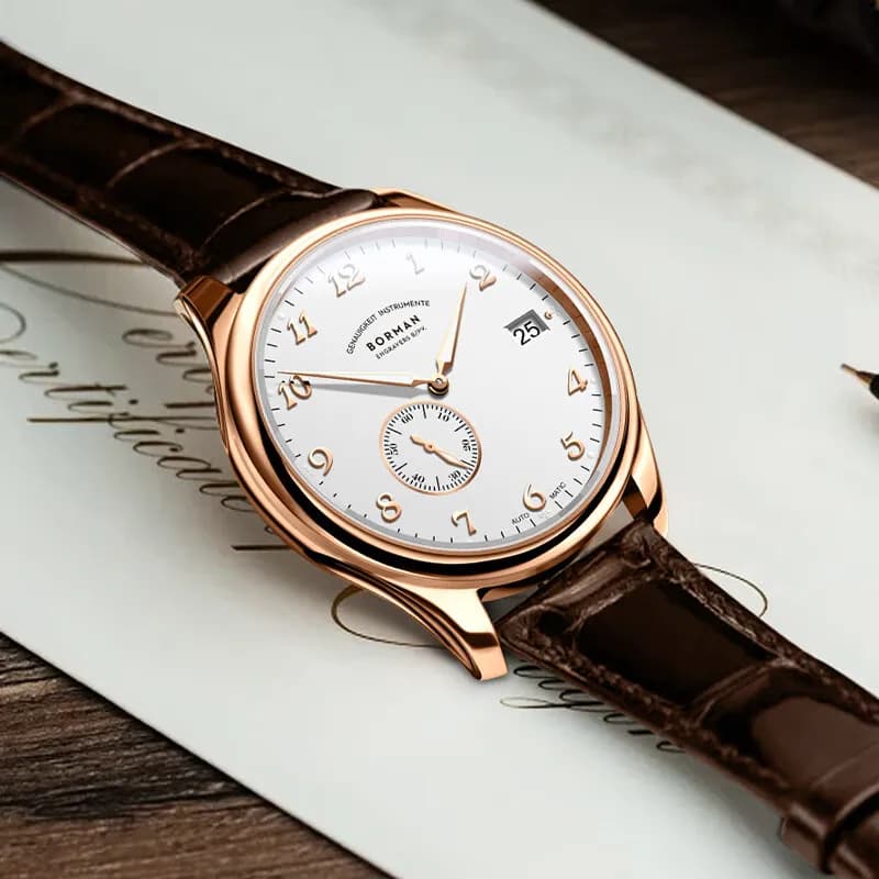 BORMAN Orologio automatico da uomo 41mm Orologio da polso meccanico Ultrasottile 50M Impermeabile Specchio zaffiro Hangzhou5000 Mini-Rotor