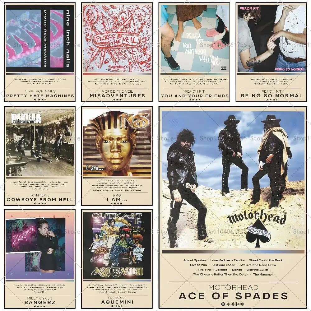 Nine Inch Nails Outkast PPink-Floyd Poster di Album Musicali, Adesivi Artistici Impermeabili per Decorazione Murale