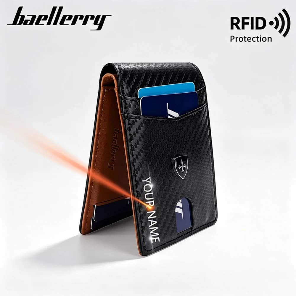 New Carbon Fiber Card Holders Men RFID Wallets Free Name Engraving Card Cover Male Purses Quality Photo Holder Men Money Clips