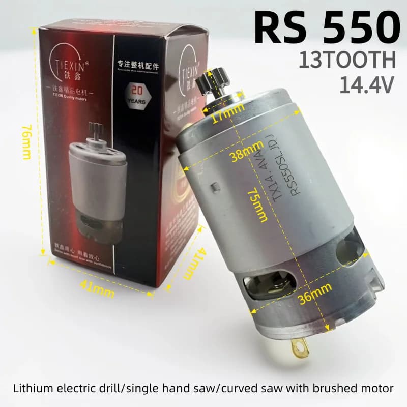 13 tooth DC motor, 550 engine, 14.4V lithium drill motor / single hand saw motor / curve saw motor