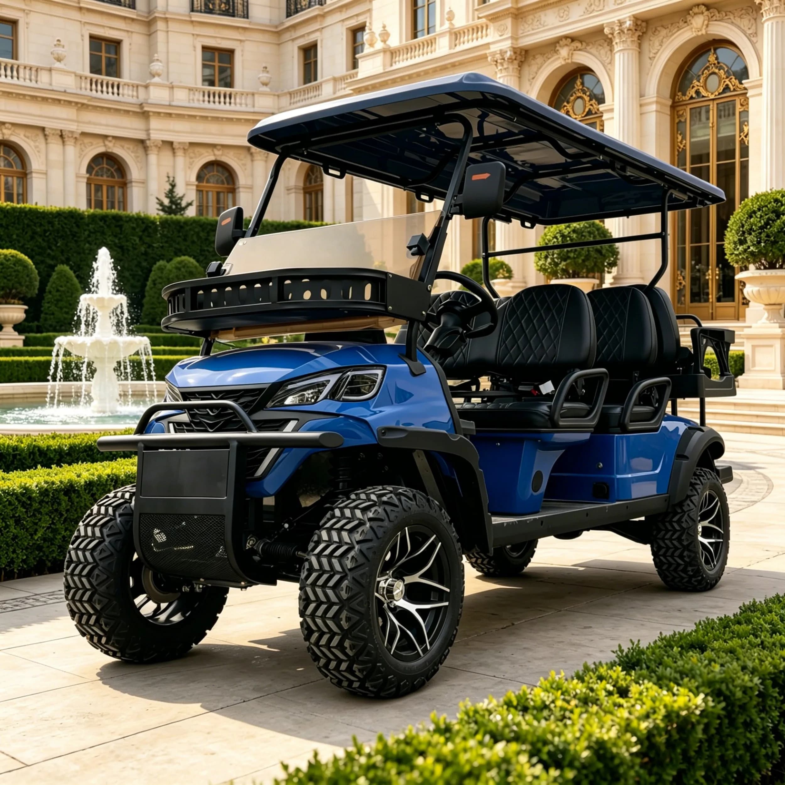 Nuovo carrello elettrico 4+2 posti 48V, golf cart 4X4 elettrico fuoristrada, mini golf cart elettrico, golf buggy con generazione di energia a pannelli solari