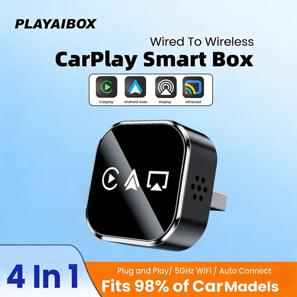 Adattatore Wireless 4 in 1 per Carplay e Android Auto, da Cablato a Wireless, USB Plug & Play, WIFI 5GHz per Carplay Cablato