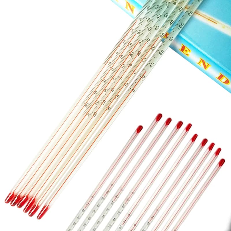 20 Pezzi Termometro in Vetro 0-100/200 Gradi Celsius 30cm Accessorio per Casa, Laboratorio, Birrificio, Termometro Riempito d'Acqua Rossa C1