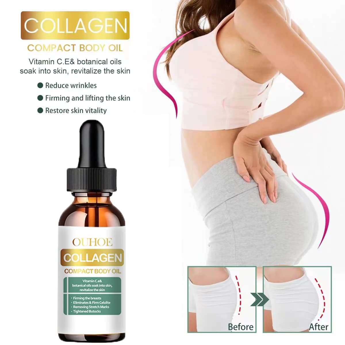 Body oil compact to moisturizing collagen
