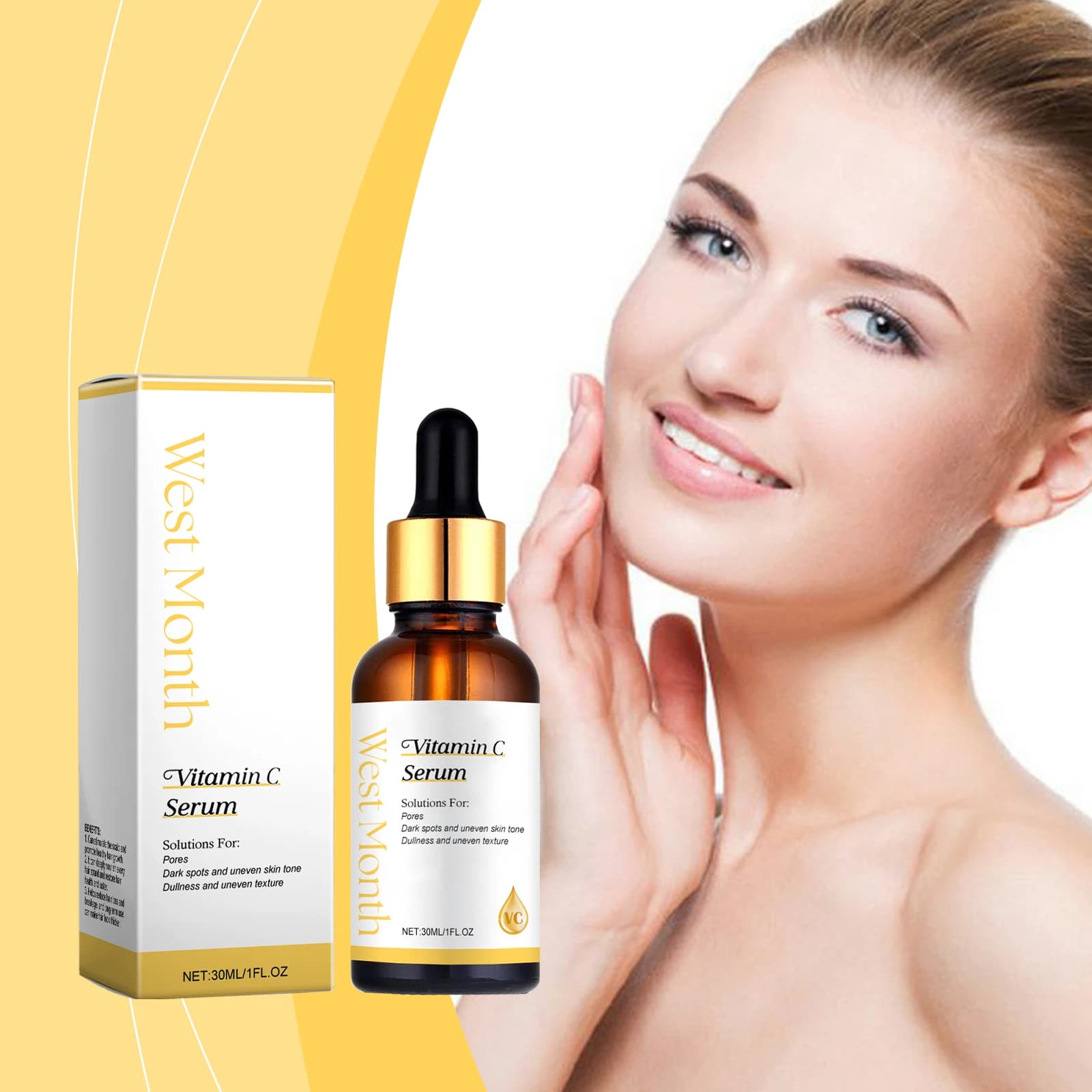 Serum face to vitamin C Acne Mark Reduces thin lines Smoothing skin tone Moisturizing Essence Nutrient Skin Care
