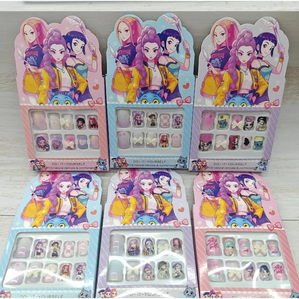 6pcs New Hot Children's Nail Stickers Cartoon DIY Full Set Wearable Nail Art Patch Children's Birthday Gift Toy