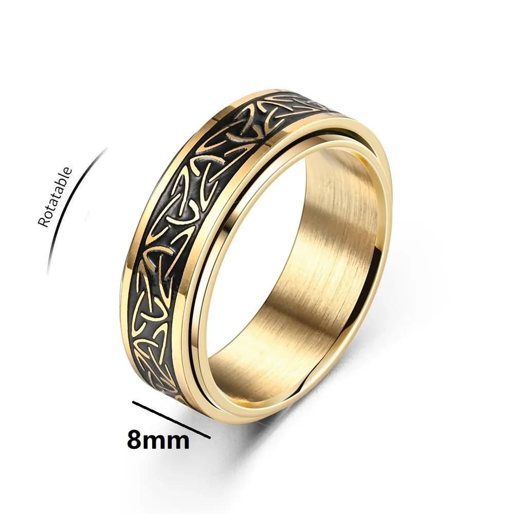 Punk Viking Script anelli di Fidget rotanti in acciaio inossidabile da uomo per l'ansia preoccupazione antistress Metal Rock Band Ring Spinner