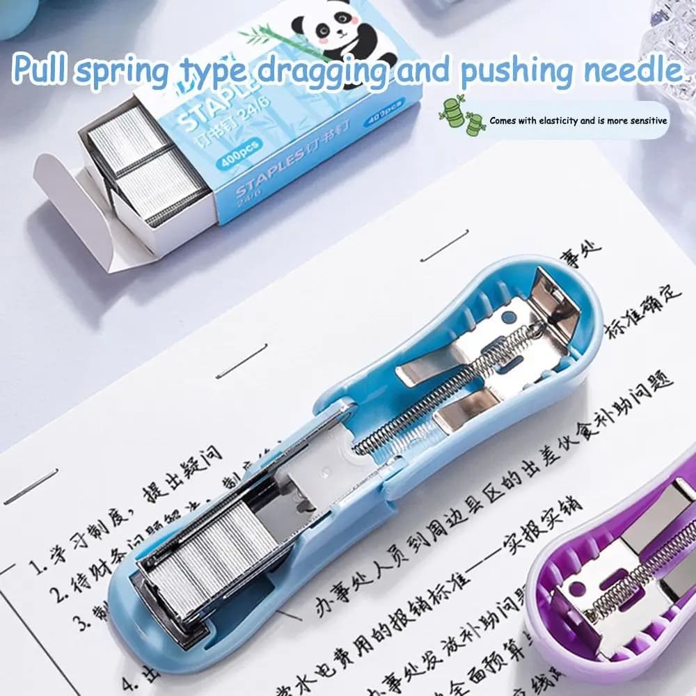 Mini cucitrice portatile Cartoon Panda con graffette Raccoglitore di carta multifunzionale Rilegatrice per ufficio scuola