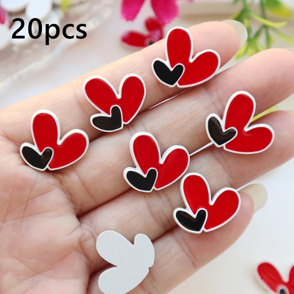 Trendy Wholesale 20pcs Heart-Shaped Plastic Flat-Back Charms DIY Jewelry Scrapbooking & Craft Kits - Affordable Bulk Decorations