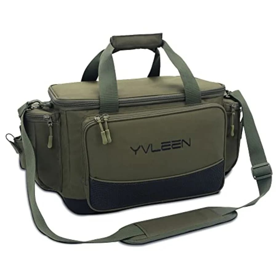 Bag Fishing Equipment, Large Outdoor Bag Water Resistant in Military Green Polyester, Fit for Equipment 3600 3700