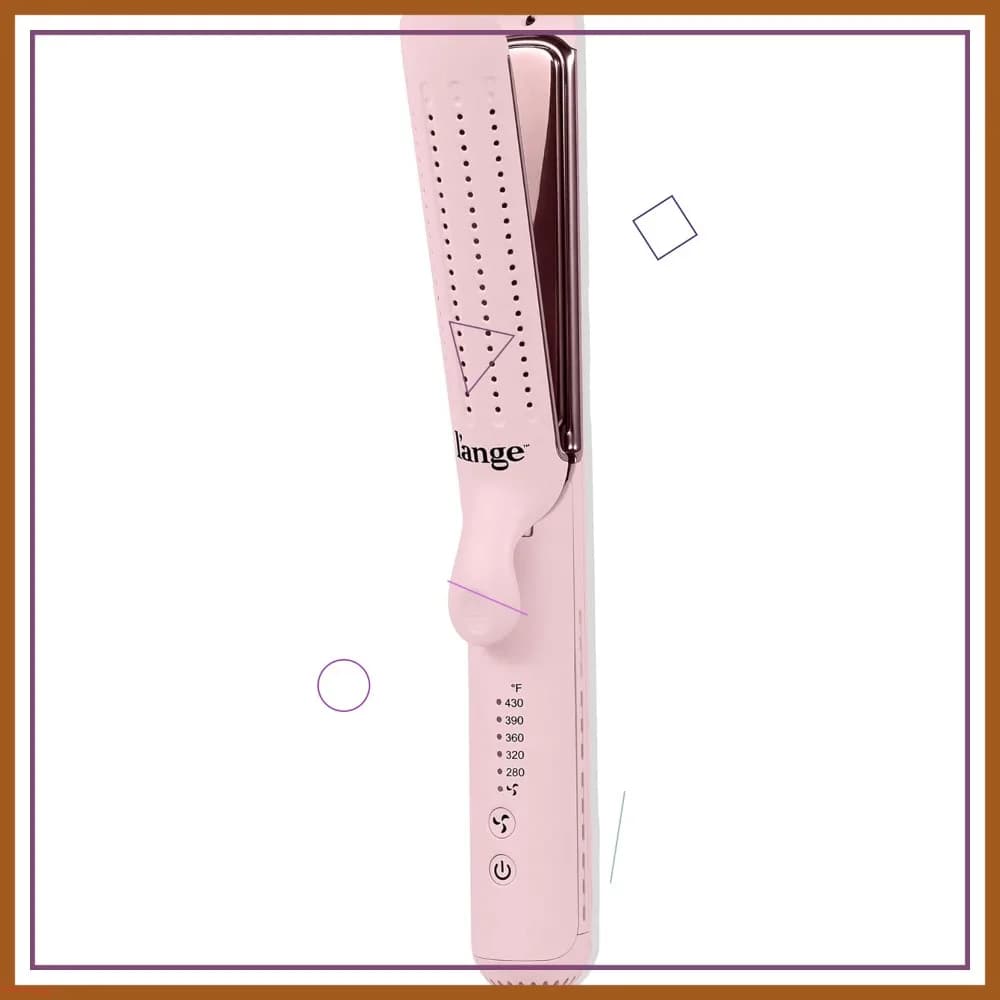 Piastra per capelli e arricciacapelli 2 in 1, piastre in titanio larghe 1 pollice con angoli arrotondati, bordi delicatamente smussati, colore rosa cipria