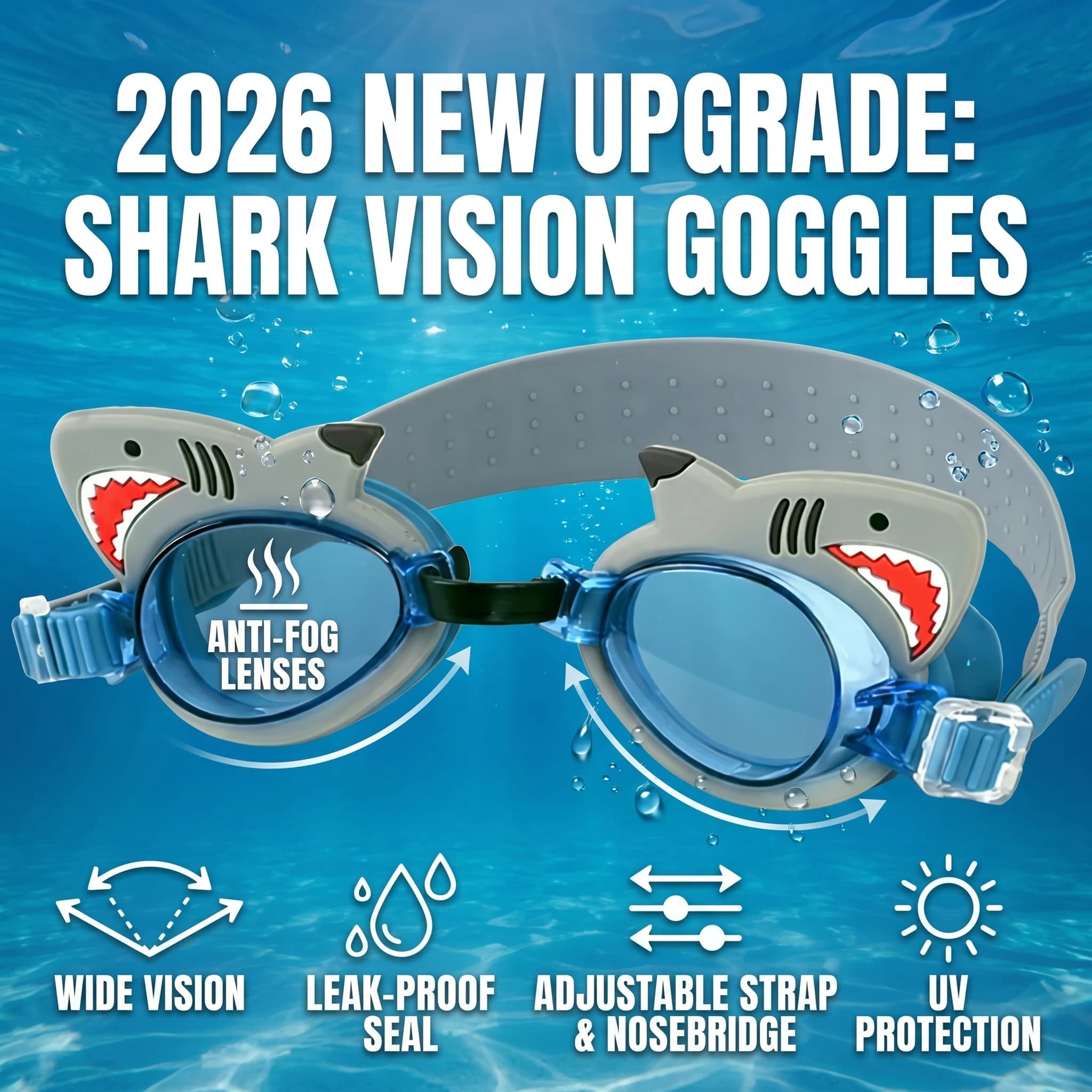 2026 New Upgrade 2 Pack Kids Swim Goggles No Leaking Anti Fog Waterproof Adjustable Goggles For Kids Ages 2-12 Toddler Boys Gril