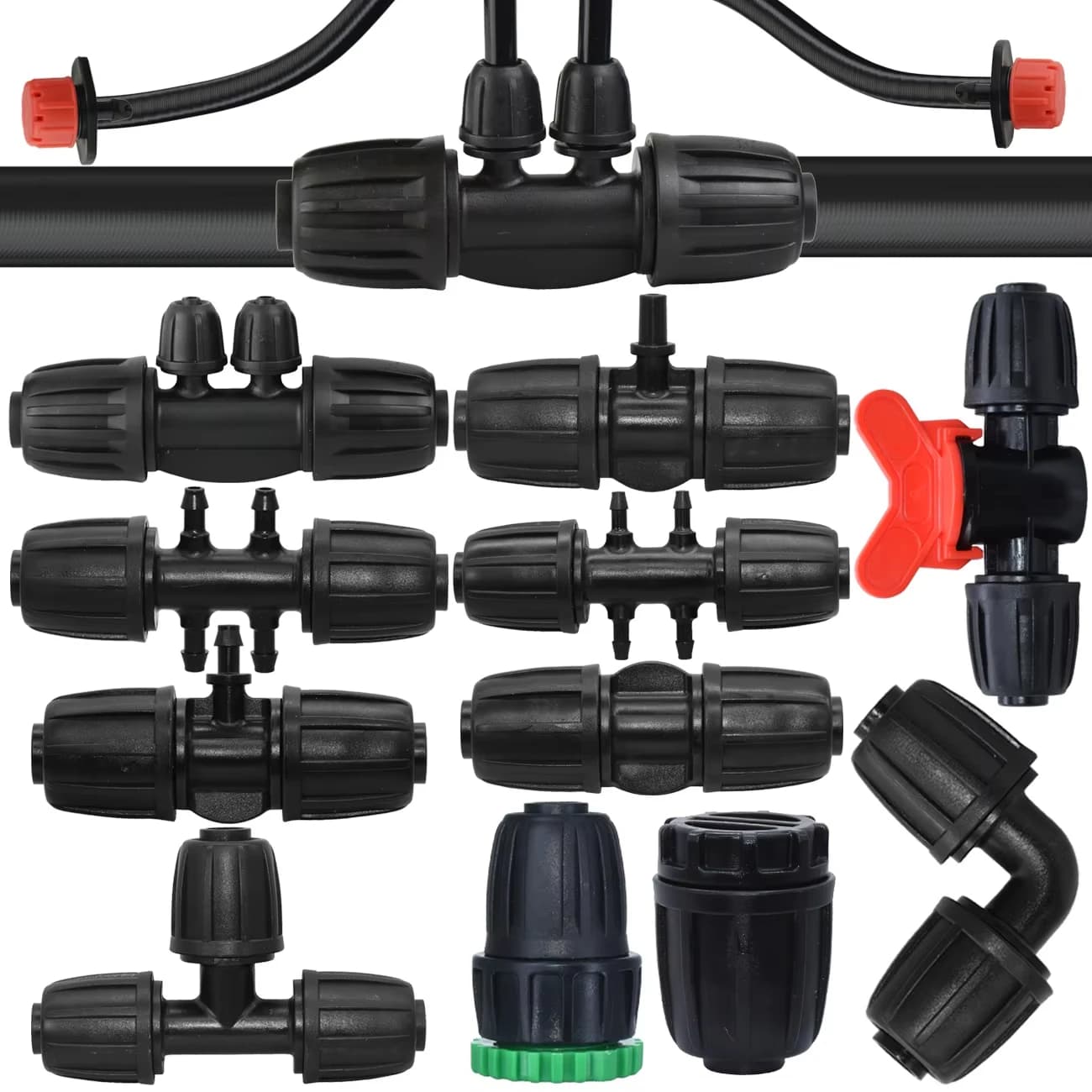 50 pcs 1/2 ''PE Pipe 16mm Connector Splitter Tee Pairing Thread Block 4/7mm 3/5mm Pipe Garden Irrigation Drop irrigation