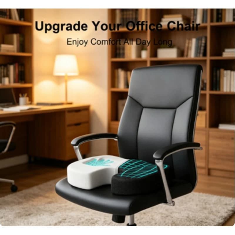 Cuscino Ergonomico per Sedia da Ufficio e Casa, in Memory Foam, per Alleviare le Emorroidi, Comfort per Sedute Prolungate, per Studenti