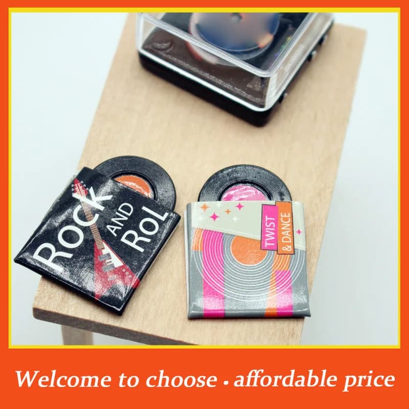 Set di Mini CD e Dischi in Vinile per Casa delle Bambole, Modellini in Miniatura per Camera da Letto e Soggiorno, Accessori per Casa delle Bambole