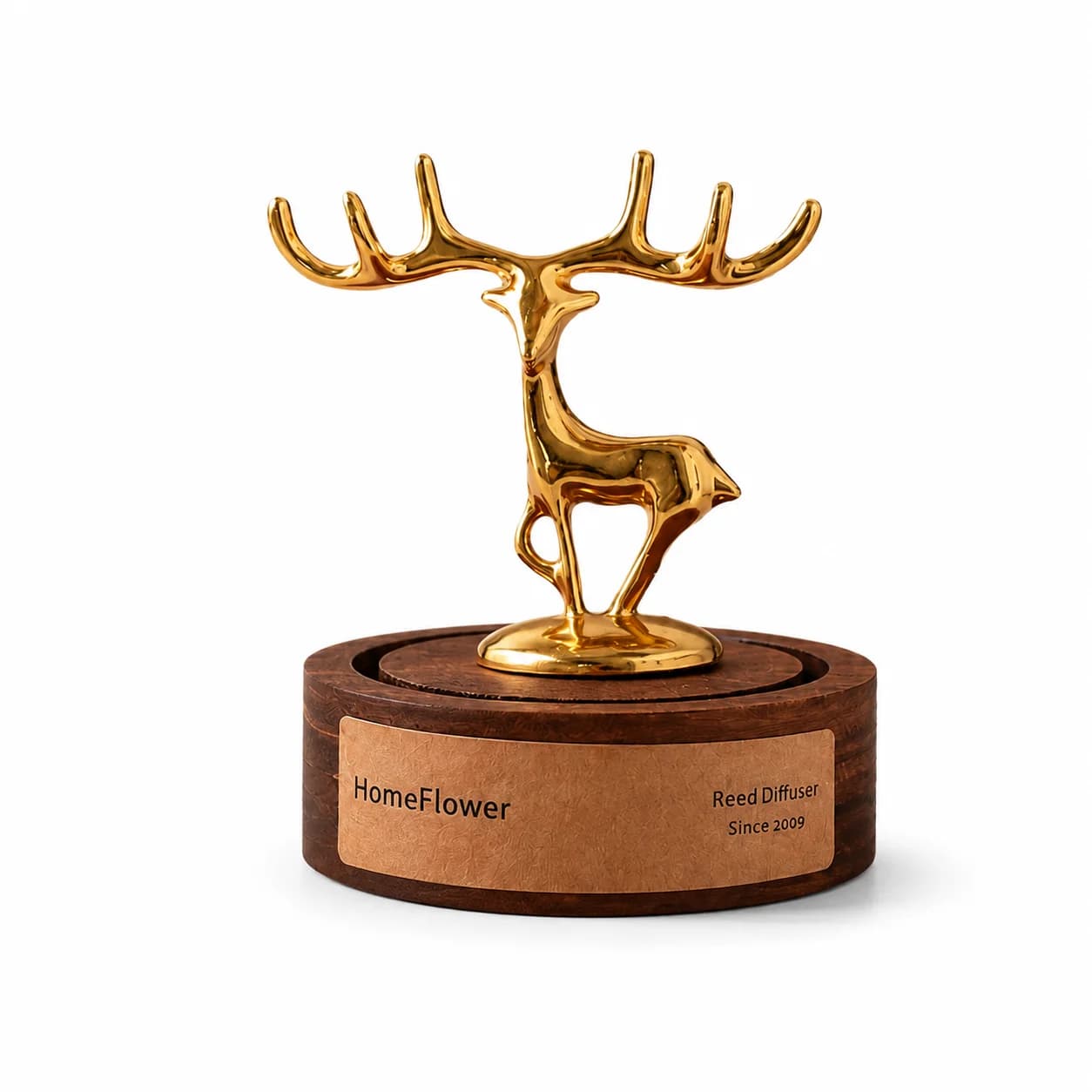Golden Deer Wooden Aroma Diffuser Essential Oil Diffuser Decorative Figurine Home Fragrance Decor Tabletop Ornament Gift