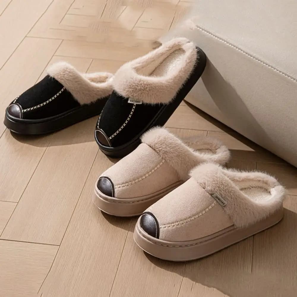 Pantofole termiche pelose con suola spessa Soffici pantofole invernali antiscivolo per interni Scarpe per la casa Coppia Pantofole per la casa Pantofole in cotone