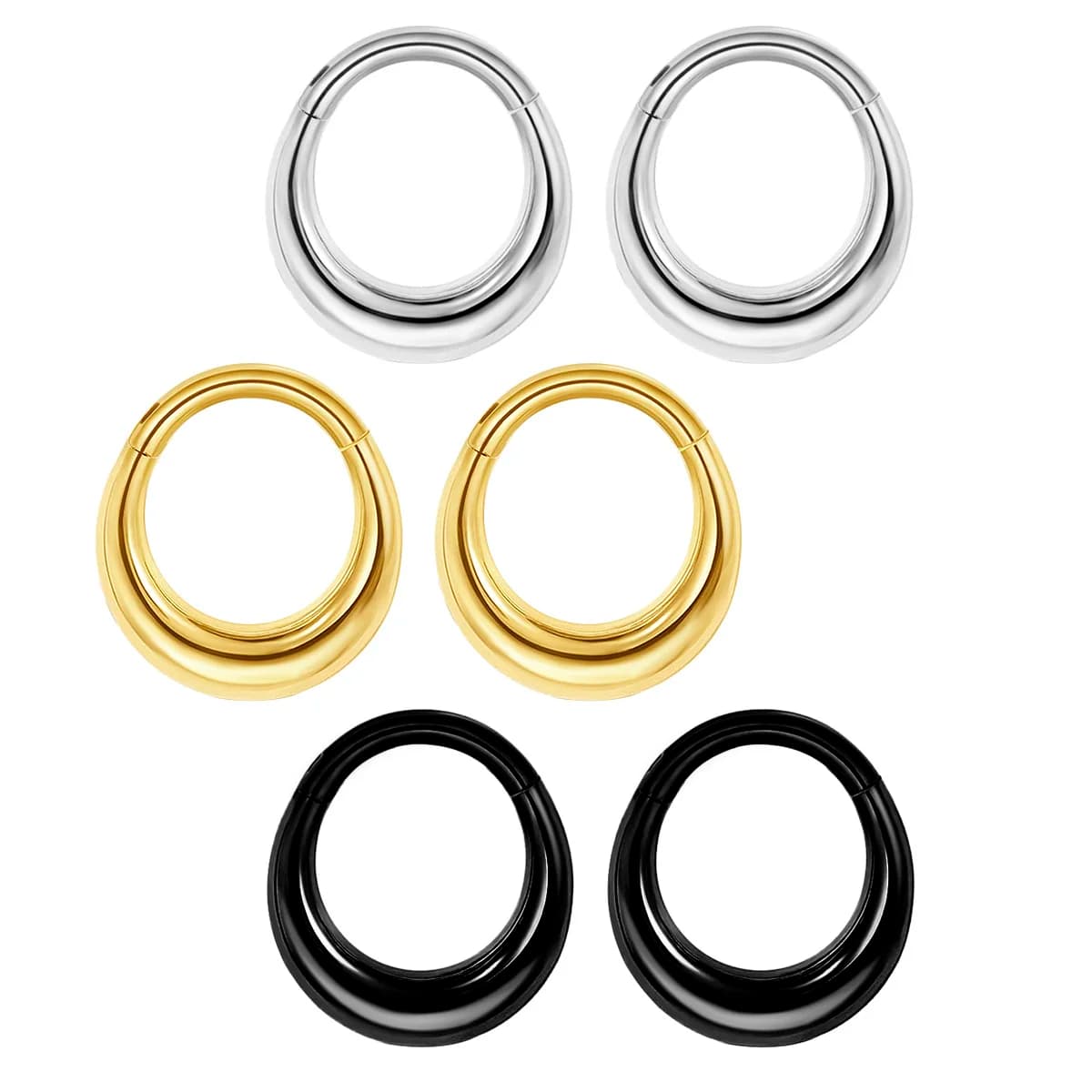 Stainless Steel Hinged Hoop Nose Ring Seamless Cartilage Tragus Daith Earring Septum Clicker Piercing
