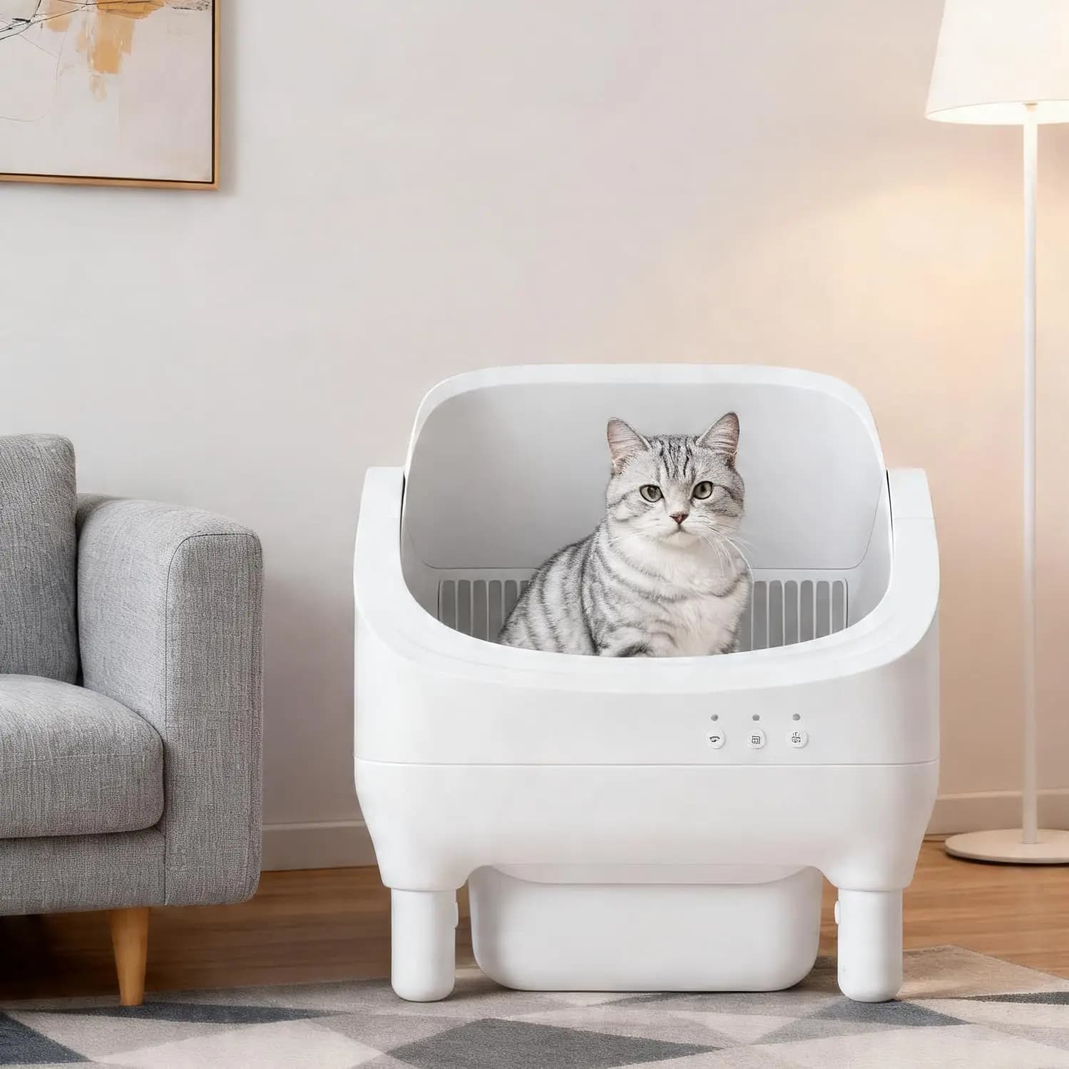 Smart Open Top Automatic Litter Box, Self Cleaning Cat Litter Box with App Control & Odor Isolation, Cat Litter, Large, Custom