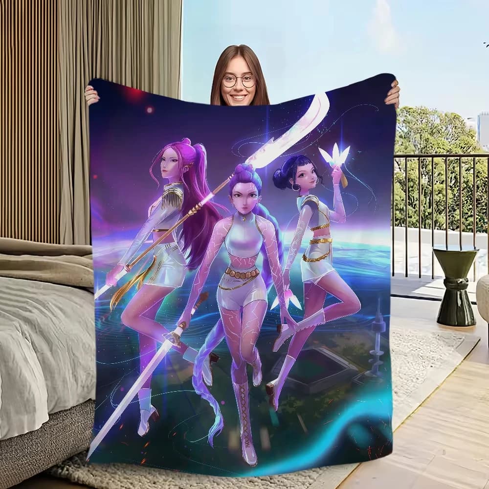 Coperta KPop calda e morbida coperta in peluche demone per divano soggiorno ufficio camera da letto viaggi Cacciatori regalo Flanella