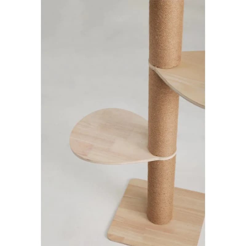 Torre per albero per gatti in legno di quercia di lusso dal pavimento al soffitto Tiragraffi per animali domestici Piattaforma multilivello in sisal Altezza regolabile da 215 a 275 cm