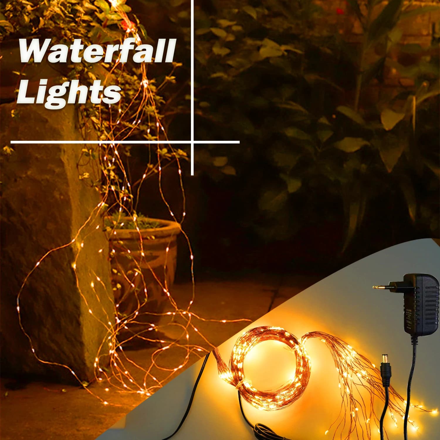 30 ramo 600LED filo di rame luci di Natale lampada a cascata stringa di fata per tenda ghirlande di alberi all'aperto festa di nozze