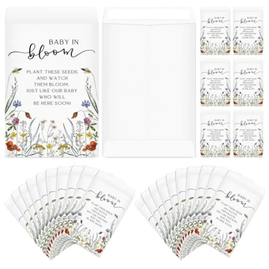 Seeds 'Baby in Bloom' for Bomber, Wild Flowers Self-adhesive Envelopes, Mini Kraft Paper Organizers for Baby Shower
