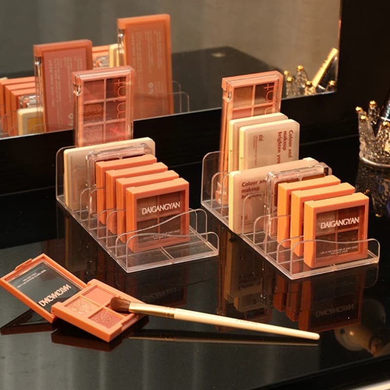 Organizer da Scrivania in Plastica a 8 Scomparti per Trucchi, Porta Utensili e Cosmetici, Vassoio Espositore per Blush e Ombretti