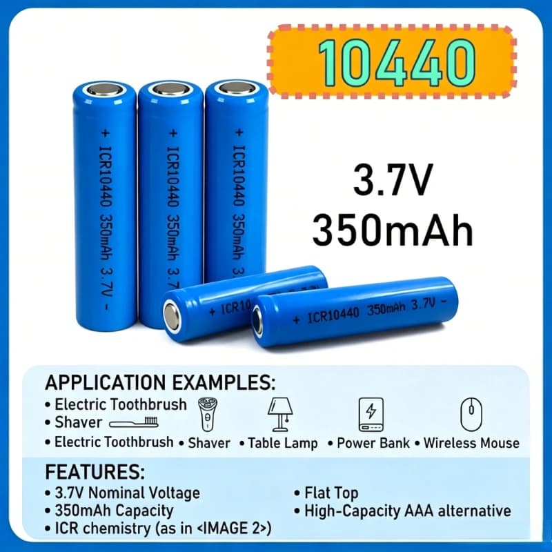 Batteria agli ioni di litio AAA 10440 da 3.7V 350mAh ricaricabile per spazzolino elettrico, rasoio, lampada, mouse, power bank