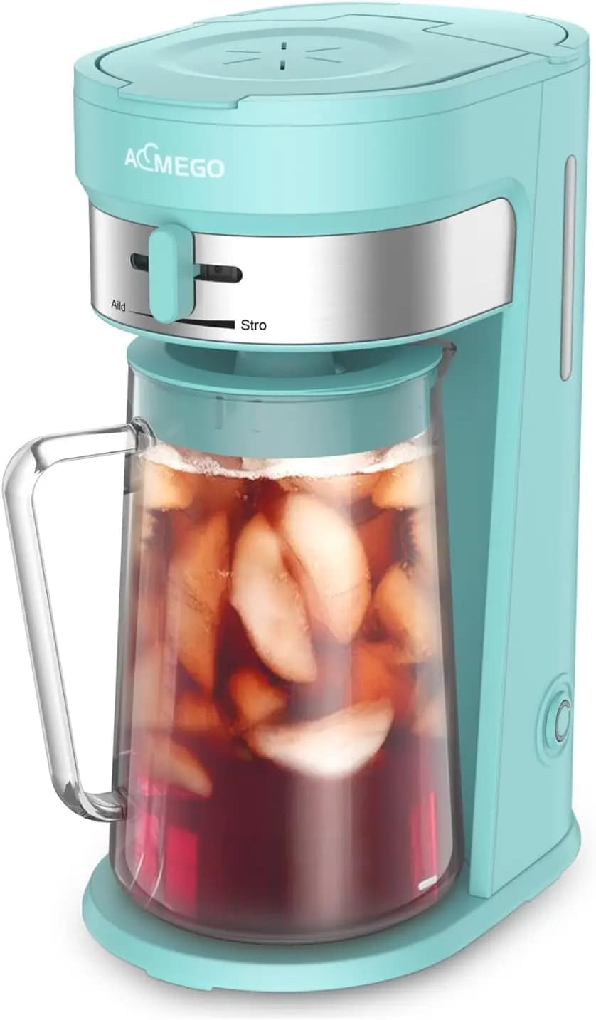Macchina per tè freddo con caraffa in vetro da 2,5 litri, selettore di intensità, filtro riutilizzabile, spegnimento automatico, per tè e caffè (verde)