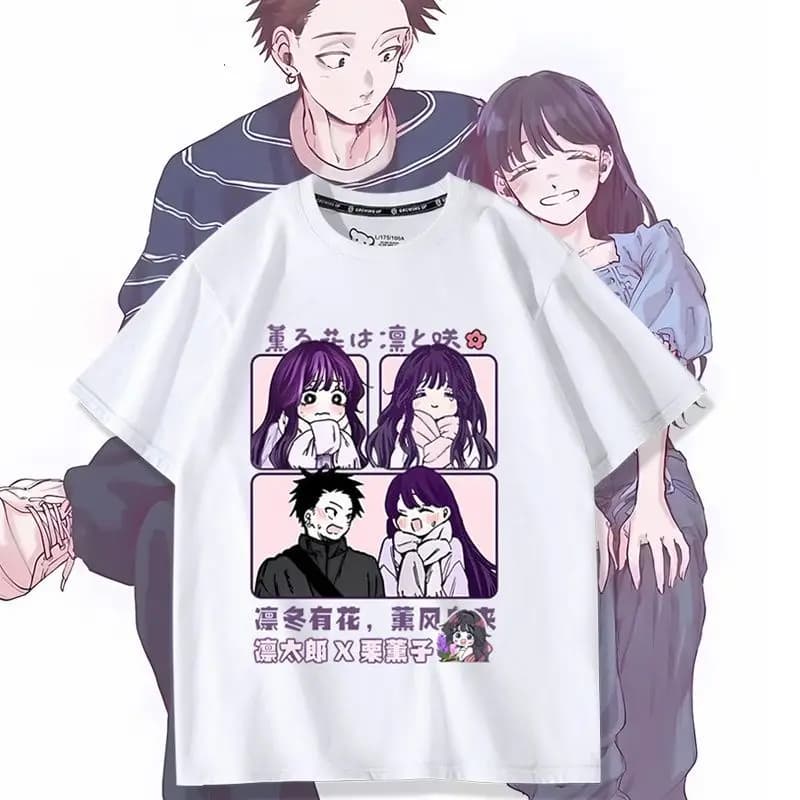 Anime Kaoru Hana wa Rin to Saku Waguri Kaoruko Cosplay Printed Short Sleeve T-Shirt Versatile in Summer Halloween Gifts