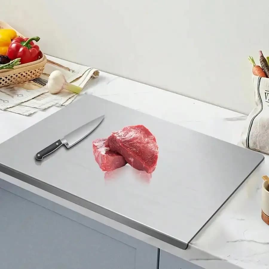 Tagliere in acciaio inossidabile 304, tagliere con bordi piegati, tagliere per alimenti cotti in acciaio inossidabile, tagliere da cucina per uso domestico, diverse misure tra cui scegliere, articoli da cucina, tagliere multifunzionale, essenziale