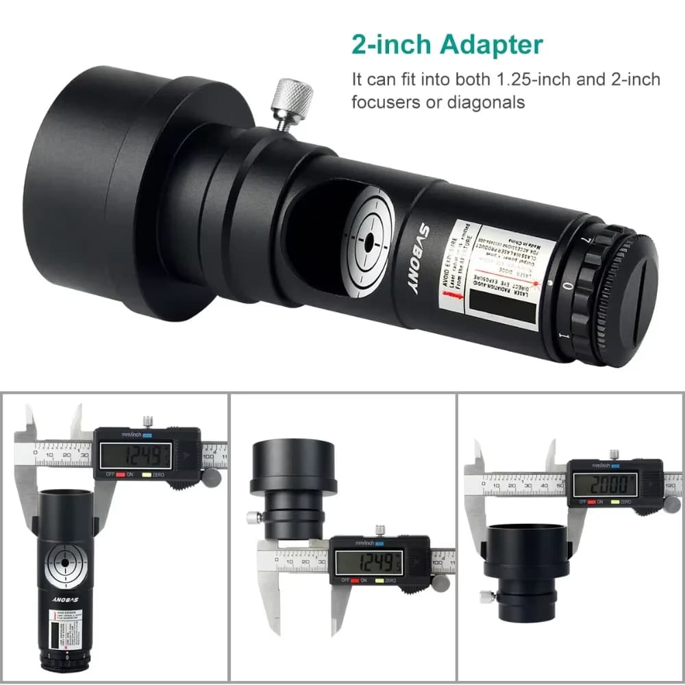 SVBONY Collimatore per telescopio da 1,25" Adattatore da 2" Telescopio riflettente newtoniano per astrofotografia 7 livelli di luminosità