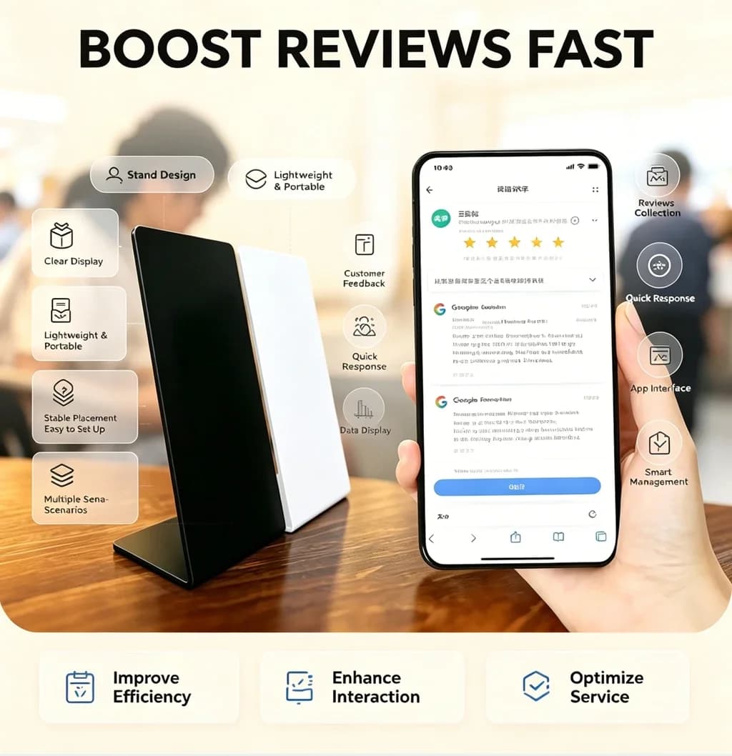 NFC Review Stand Blank NFC Display Stand NFC215 Chip 504Bytes Social Media Tap Review QR Code Table Sign for Business Store