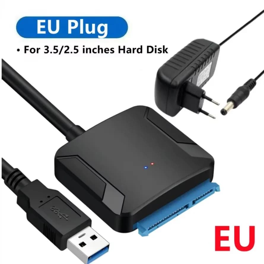 Adattatore da SATA a USB 3.0, Cavo Convertitore per Disco Rigido Esterno per HDD da 2.5" e 3.5", SSD con Alimentatore USB 3.0 a SATA