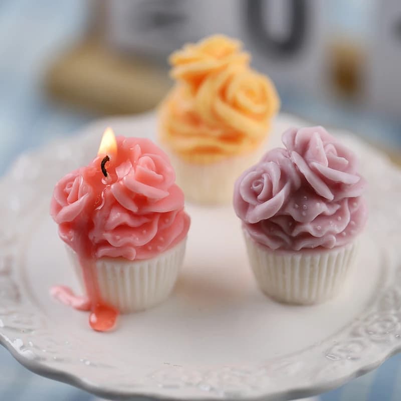 Silicone Candle Mold, Cupcake Shape Soap Mold Resin Candle Mold for Epoxy Casting 3D Cute Ice Cream Chocolate Fondant Cake Mould