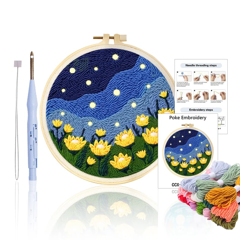 GATYZTORY punch needle embroidery package For Beginner Tufting Sewing accessories Arts Crafts Flower scenery 20x20cm diy kit