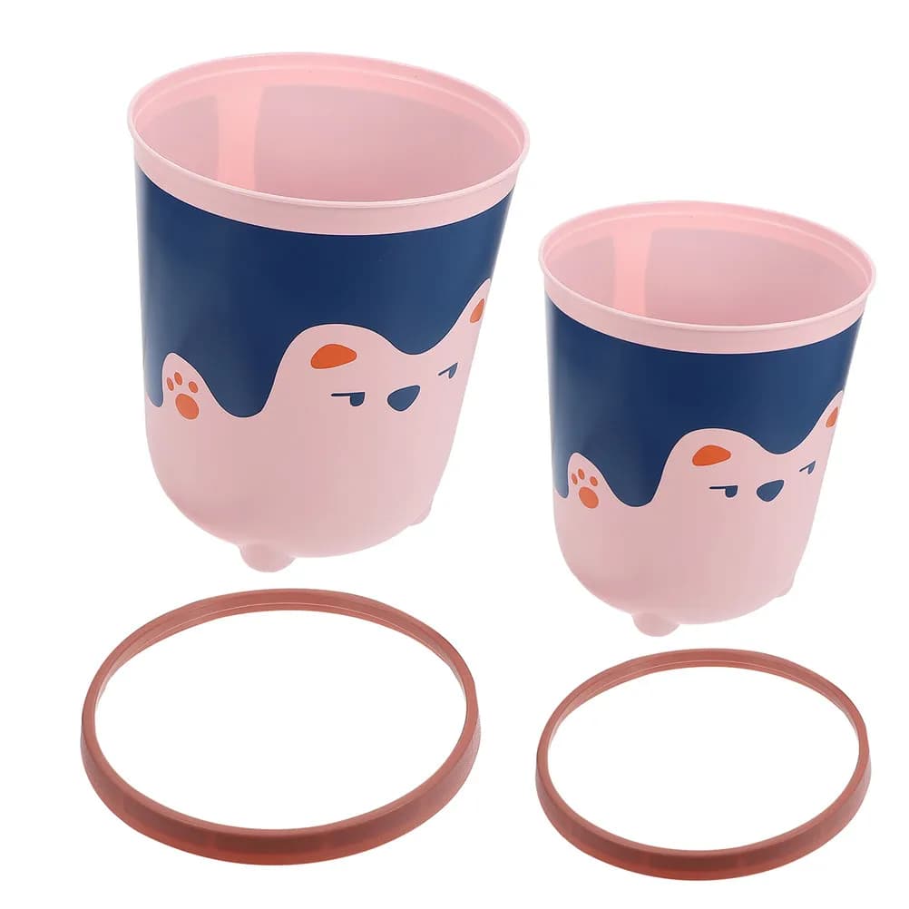 Set di 2 Cestini per Rifiuti a Forma di Cartone Animato, Contenitori in Plastica Multifunzione per Ufficio, Cucina, Camera da Letto e Bagno