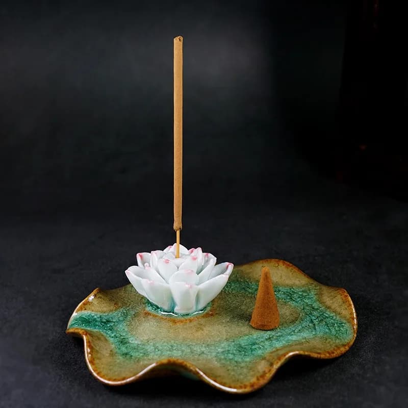 Portaincenso Decorazione della casa Lotus Buddha Meditazione Yoga Fumo Zen Giardino Cortile Decorazioni da giardino Incensiere per bastoncini di incenso Coni