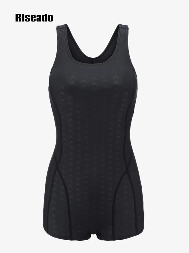 Riseado Sports One Piece costumi da bagno 2024 New Solid women's Swimwear Boyleg body Racerback Rashguard costume da bagno per le donne