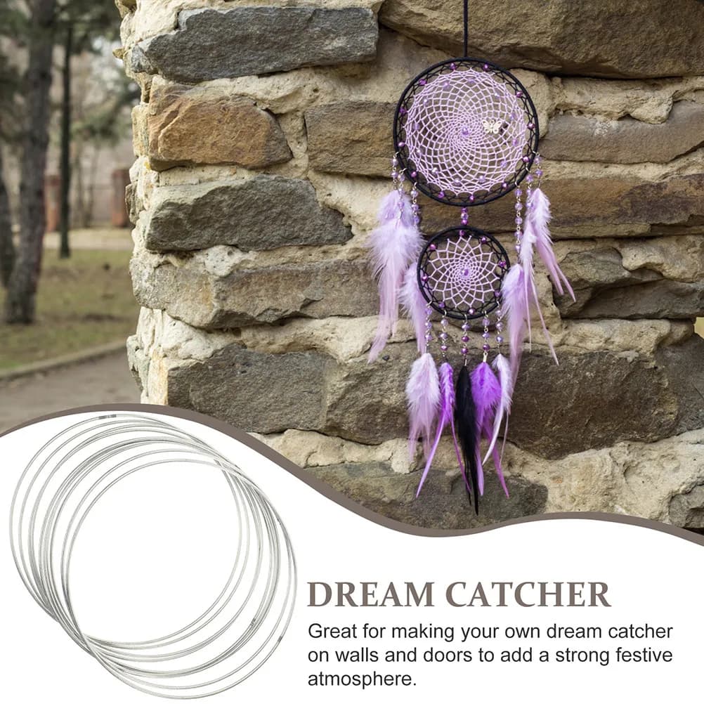 10Pcs Capturing Dream Catcher Metal Rings Silver DIY Wreath Hoops Macrame Craft Supplies Floral Wall Hanging Metal Hoops